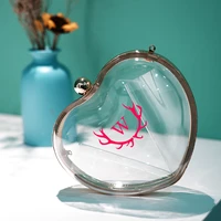 personalized famous initials heart shape transparent acrylic clutch chain messenger bag acrylic temperament wedding banquet
