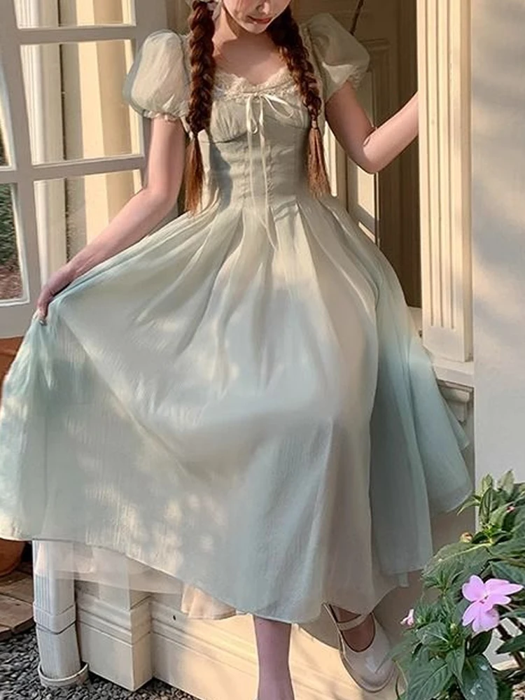 Платье длинное сказочное с пышными рукавами