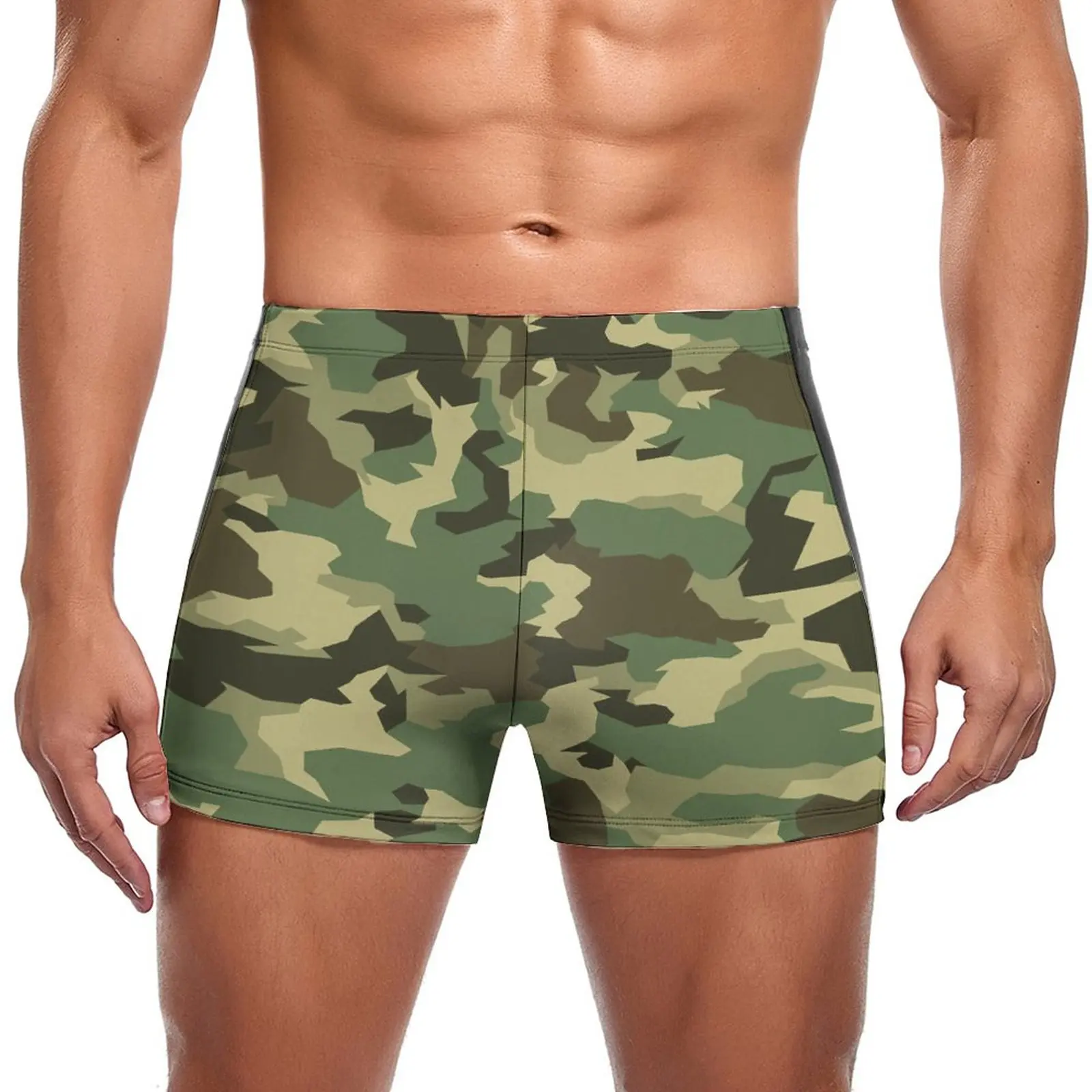 

Classic Camo Swimming Trunks Camouflage Military Design Army Trending Elastic Swim Boxers Beach Push Up Men Swimsuit