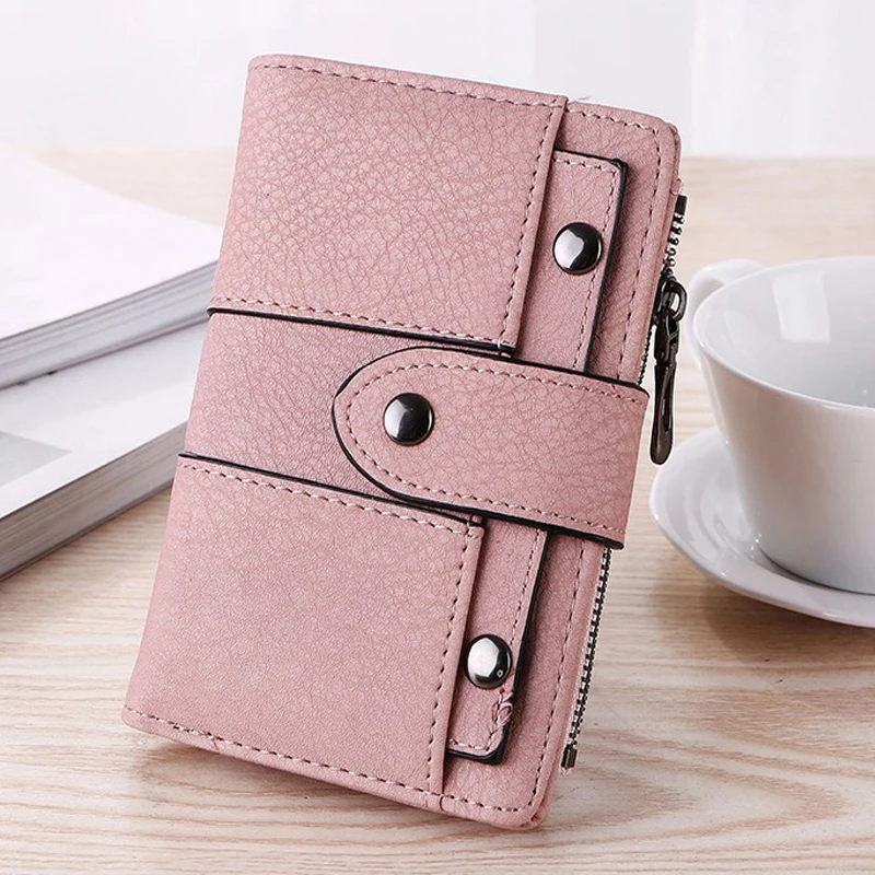 

Women Wallet Simple Retro Rivets Short Wallet Coin Purse Card Holders Handbag for Girls Purse Small Wallet Ladies Bolsa Feminina