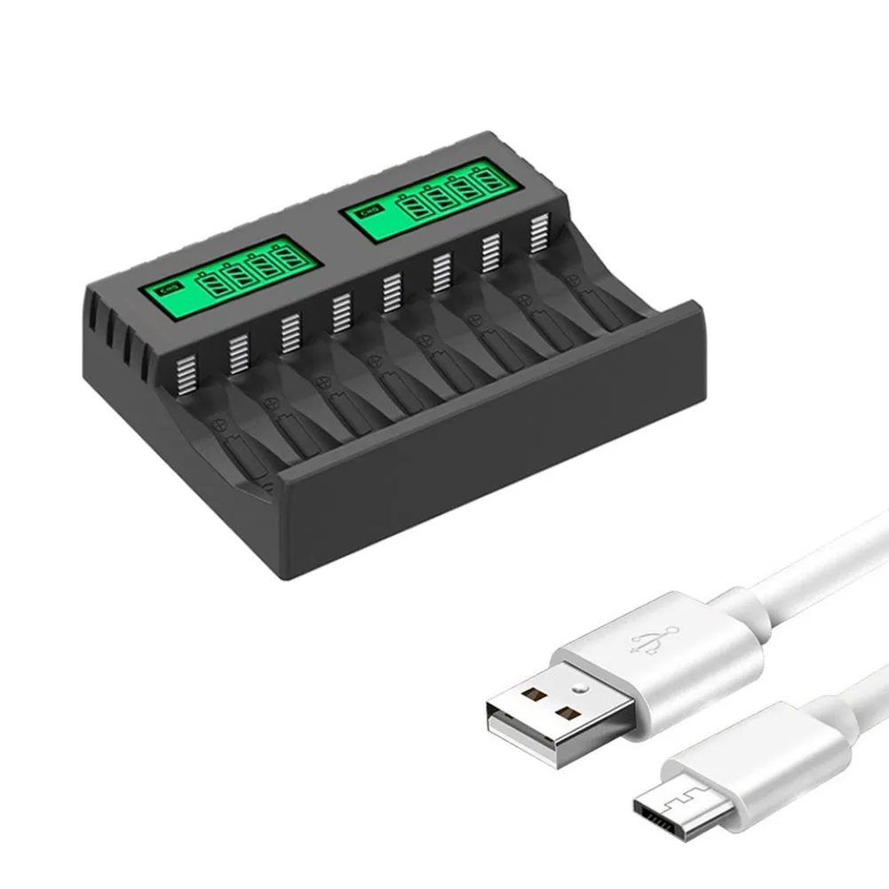 Зарядное устройство с ЖК-дисплеем 8 слотов для NiMNiCd аккумуляторов AAA/AA безопасная