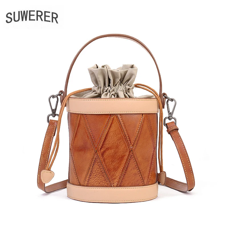 

Women Genuine Leather Handbags Real cowhide Leather Bag Luxury Handbags Handmade leather handbags Women bags Designer Bucket bag