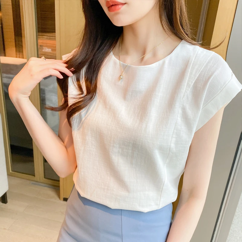 Blouse Women Summer 2022 New Office Lady Sleeveless O-Neck White Black  Khaki Blusas Womens Tops And Blouses Dropshipping - купить по выгодной цене  | AliExpress