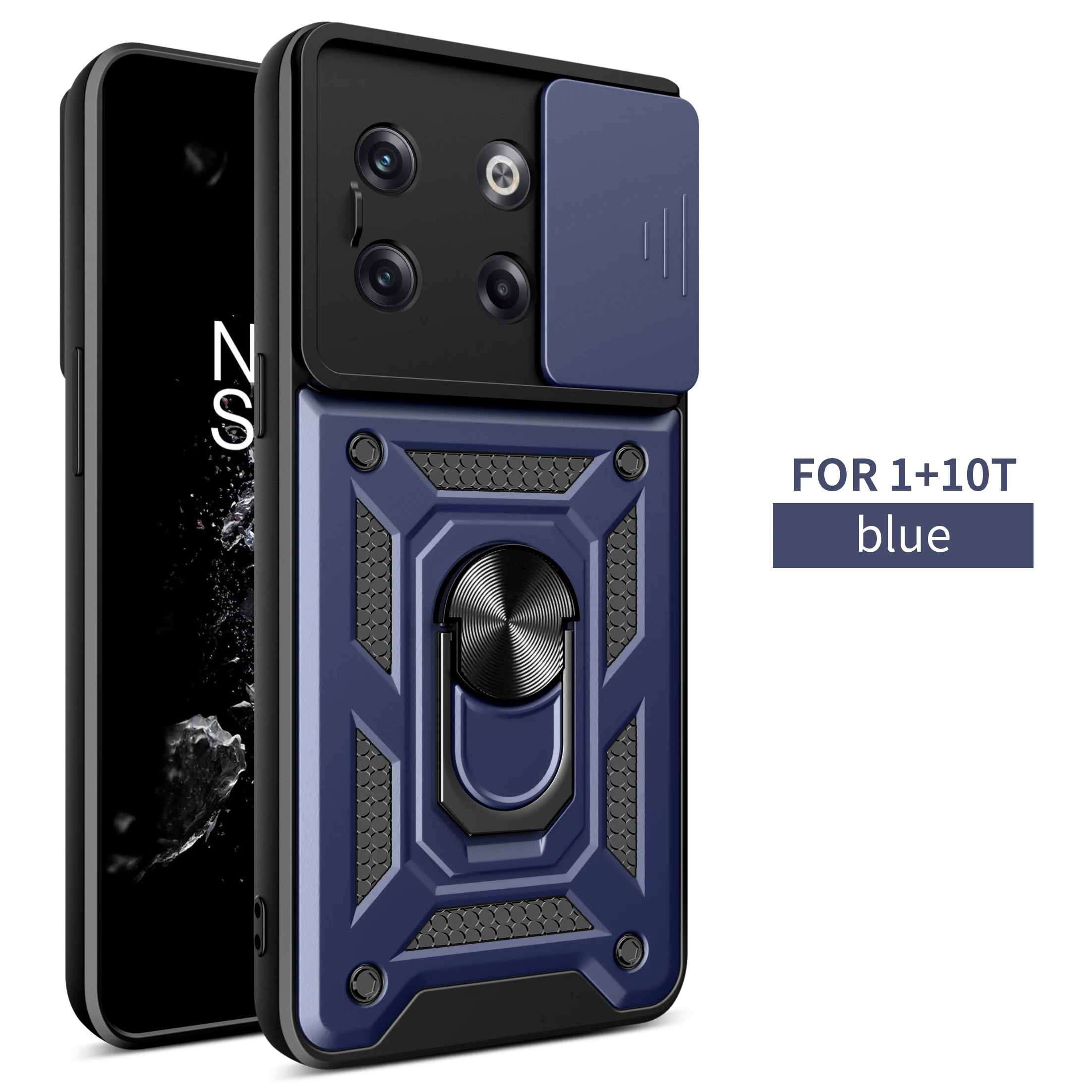

Для One Plus 10T чехол для телефона Slide Push Pull Window Camera Protect Ring Kickstand For One Plus 10T Cover