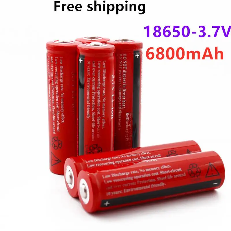 

18650 Lithium Battery 3.7 V Volt 6800mah BRC 18650 Rechargeable Battery Li-ion Lithium Batteries for Power Bank Torch