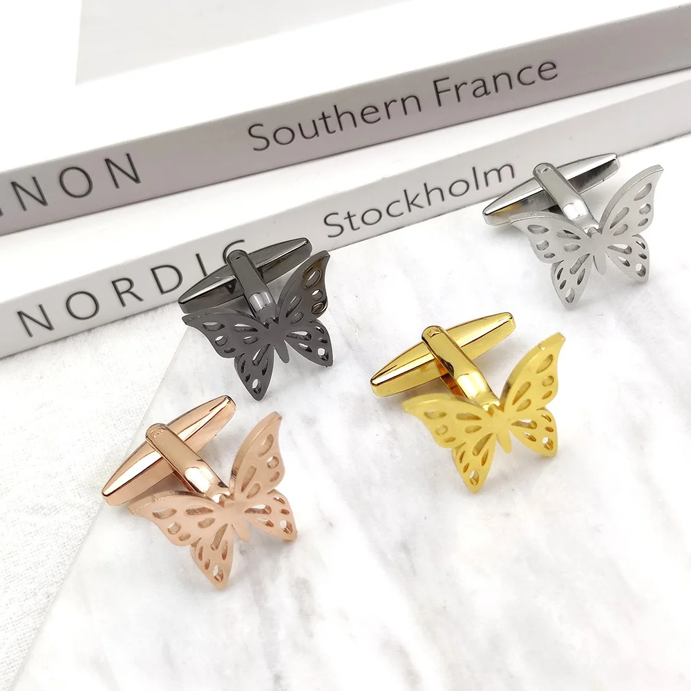 Men's And Women's Same Style Cufflinks Butterfly Elegant Fashion Shirt Stainless Steel Cufflinks Light Luxury Jewelry Wholesale