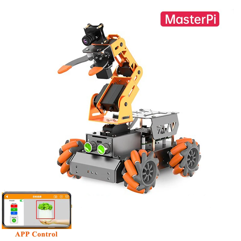 New For Raspberry Pi AI Visual Robotic Arm Handling Mecanum Wheel Smart Car Python Programming Robot DIY Stem Toys