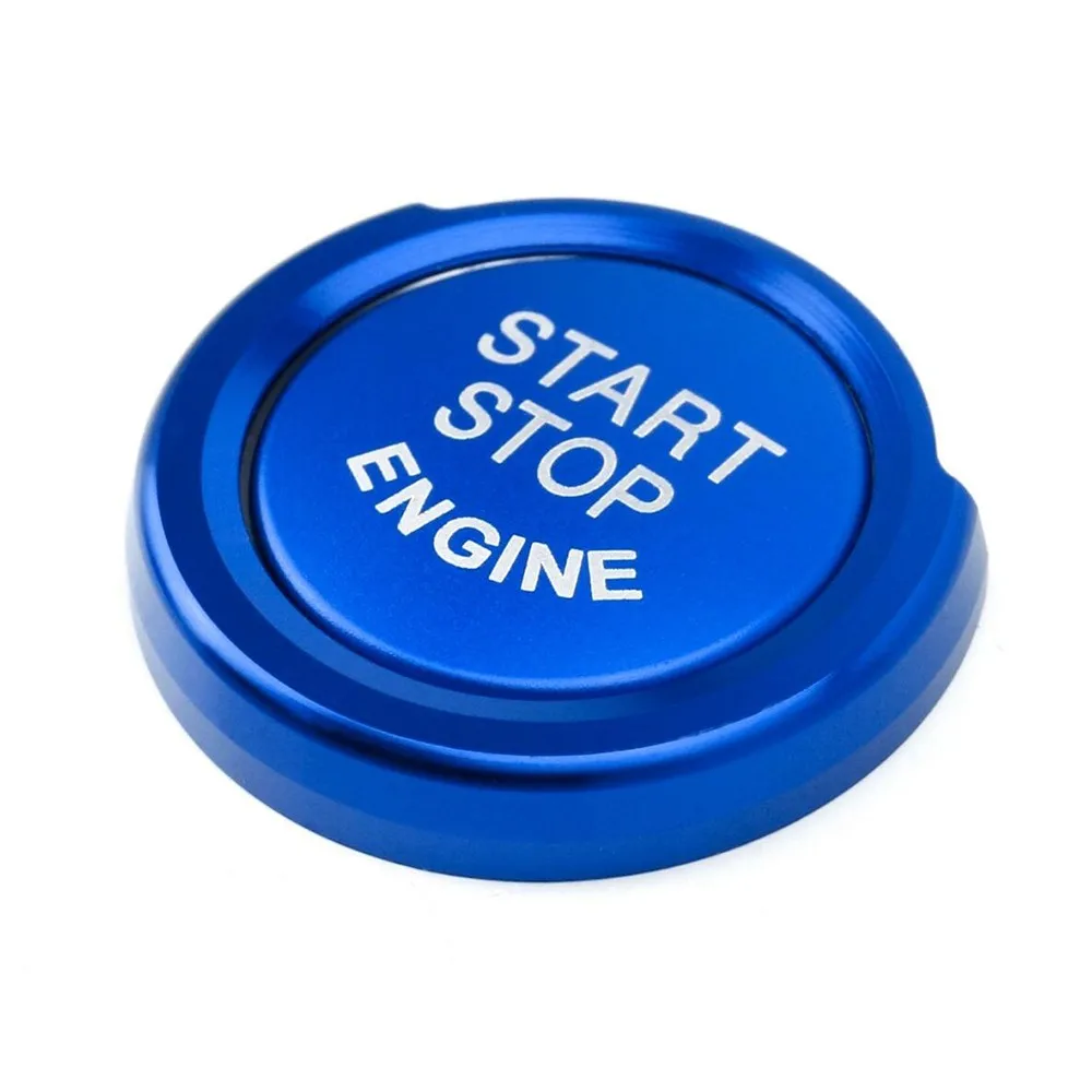 

Blue Aluminum Keyless Engine Push Start Button W/Surrounding Ring Trim For BMW Start Decoration Engine Stop Switch Ignition Butt