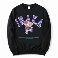 inaka power sweatshirt funny purple basketball bear pattern print pullover men women casual loose streetwear casual sweatshirts
