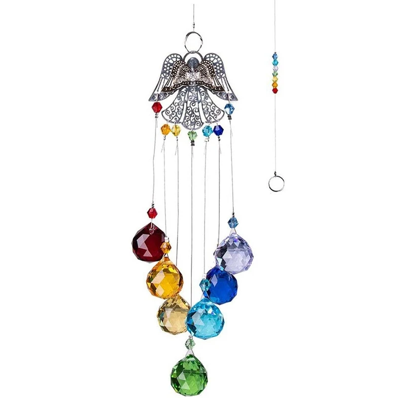 

Hot HG-Hanging Crystals Suncatcher Guardian Angel Crystal Pendant Ball Prism Chakra Crystals For Window,Garden Decoration
