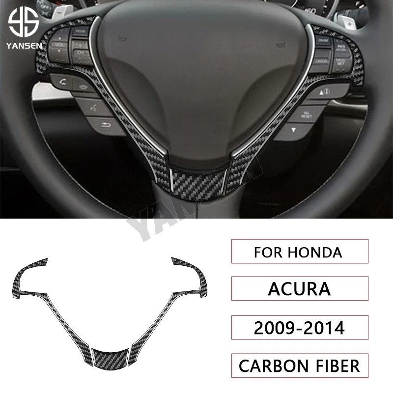 

Real Carbon Fiber Steering Wheel Button Switch Panel Trim Cover Sticker For Honda Acura TL 2009-2014 Car Accessories