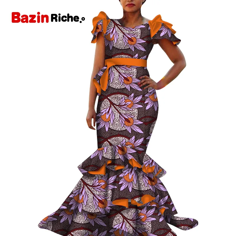 High Waist Pleated Floor-length Clothing Promotion Summer Newest Type  Dashiki African Dresses for Women WY6515