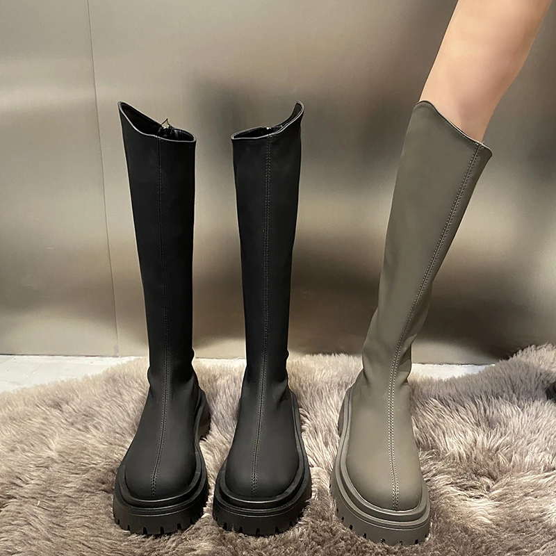 

2022 Autumn Winter New Chunky Platform Long Boots Ladies Knight Boots Women Thick Soled Knee High Boots Woman Botas De Mujer