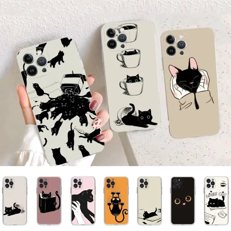

Cat Cute Phone Case Silicone Soft for iphone 14 13 12 11 Pro Mini XS MAX 8 7 6 Plus X XS XR Cover