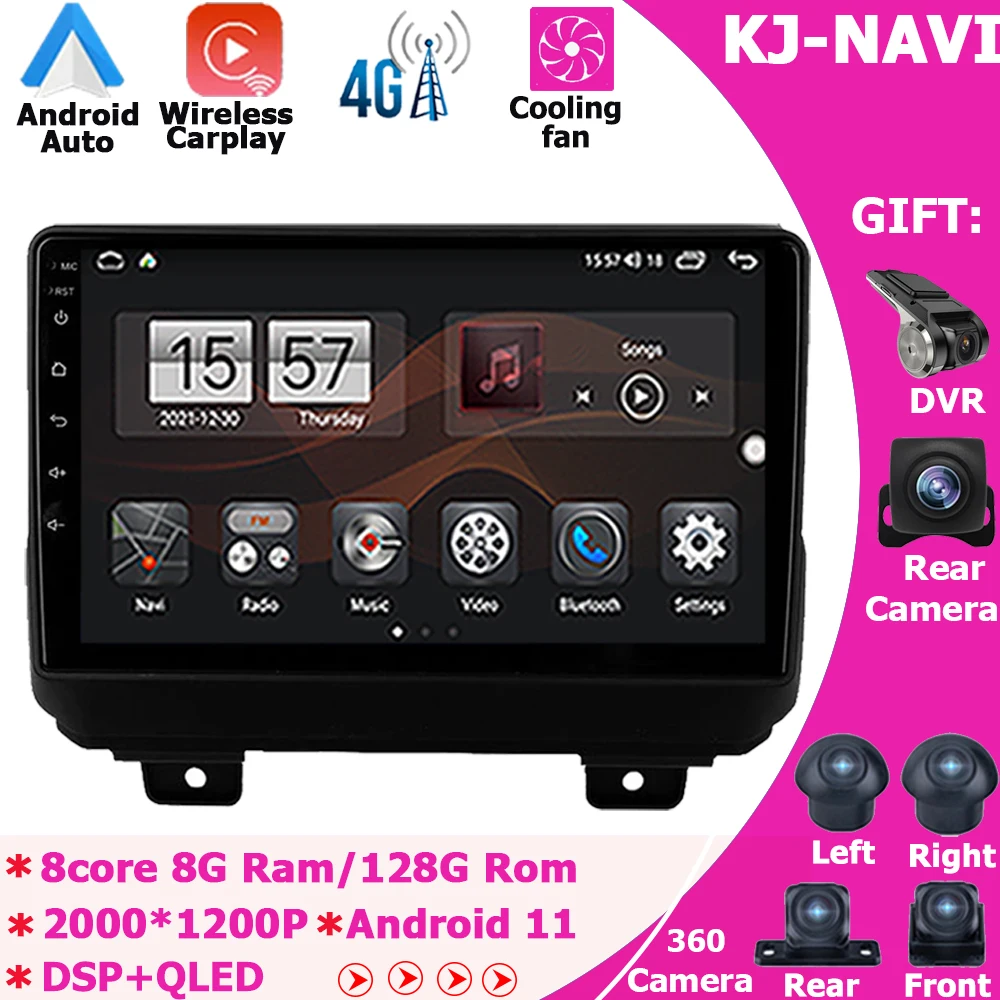 

Автомобильный мультимедийный видеоплеер для Jeep Wrangler 4 JL 2018 2019 Android 11 автомобильный радиоплеер навигатор стерео GPS BT FM No 2din 2 din DVD