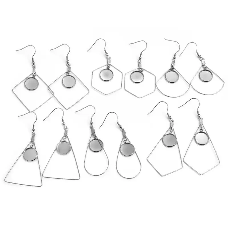 10 шт. 12 мм поднос кабошон серьга крючок пустая оправа круглая подвеска основа для