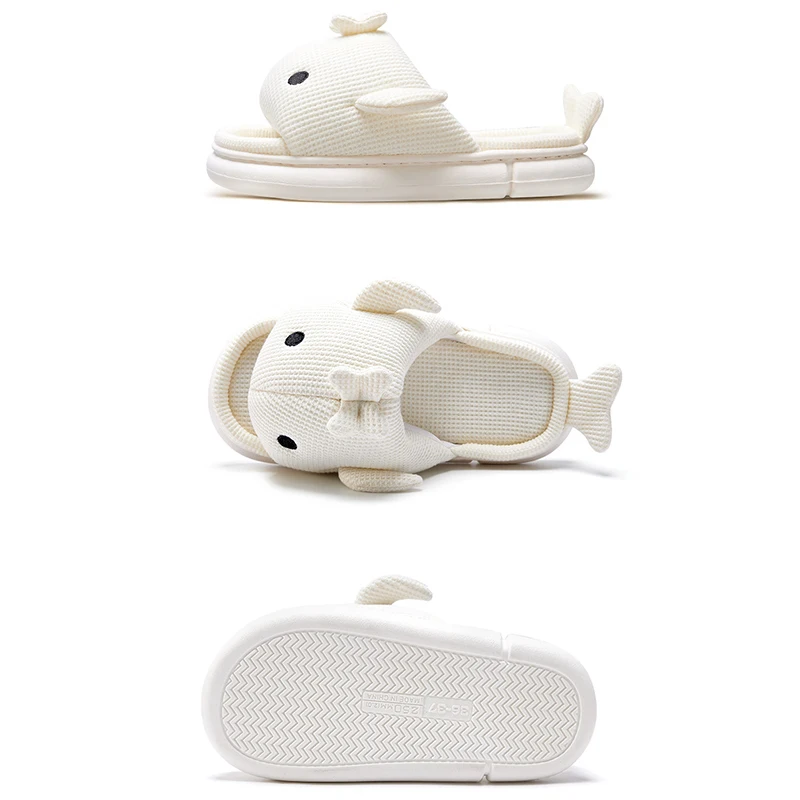 2023 New Shark Slippers Summer Four Seasons Soft Sole Linen Slippers Indoor Home Cotton and Linen Bedroom Couple Floor Slippers