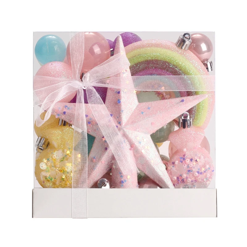 1 комплект набор елочных шаров радужного цвета небьющийся подвесной шар со