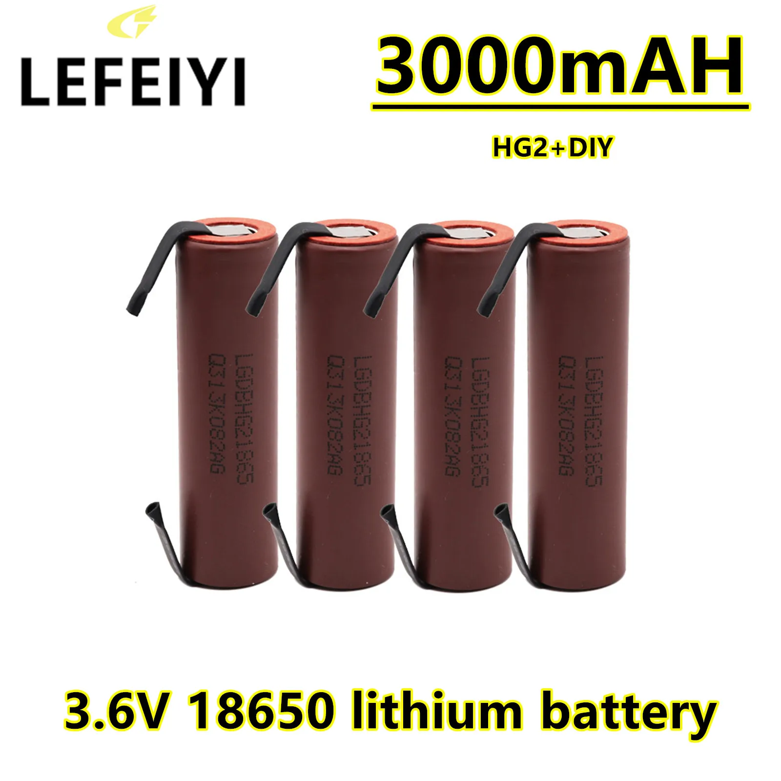 

LEFEIYI New HG2 18650 3000mAh Battery 18650HG2 3.6V Discharge 20A, Dedicated for Hg2 Batteries + DIY Nickel