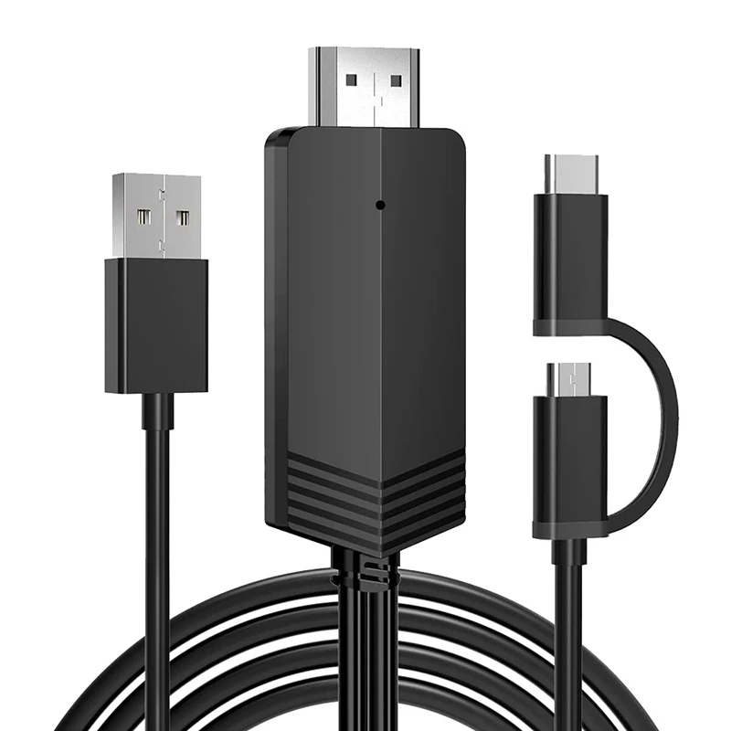 

2-In-1 USB To HDMI-Compatible Cable, HDMI-Compatible Adapter 1080P HD HDTV Mirroring &Charging Cable