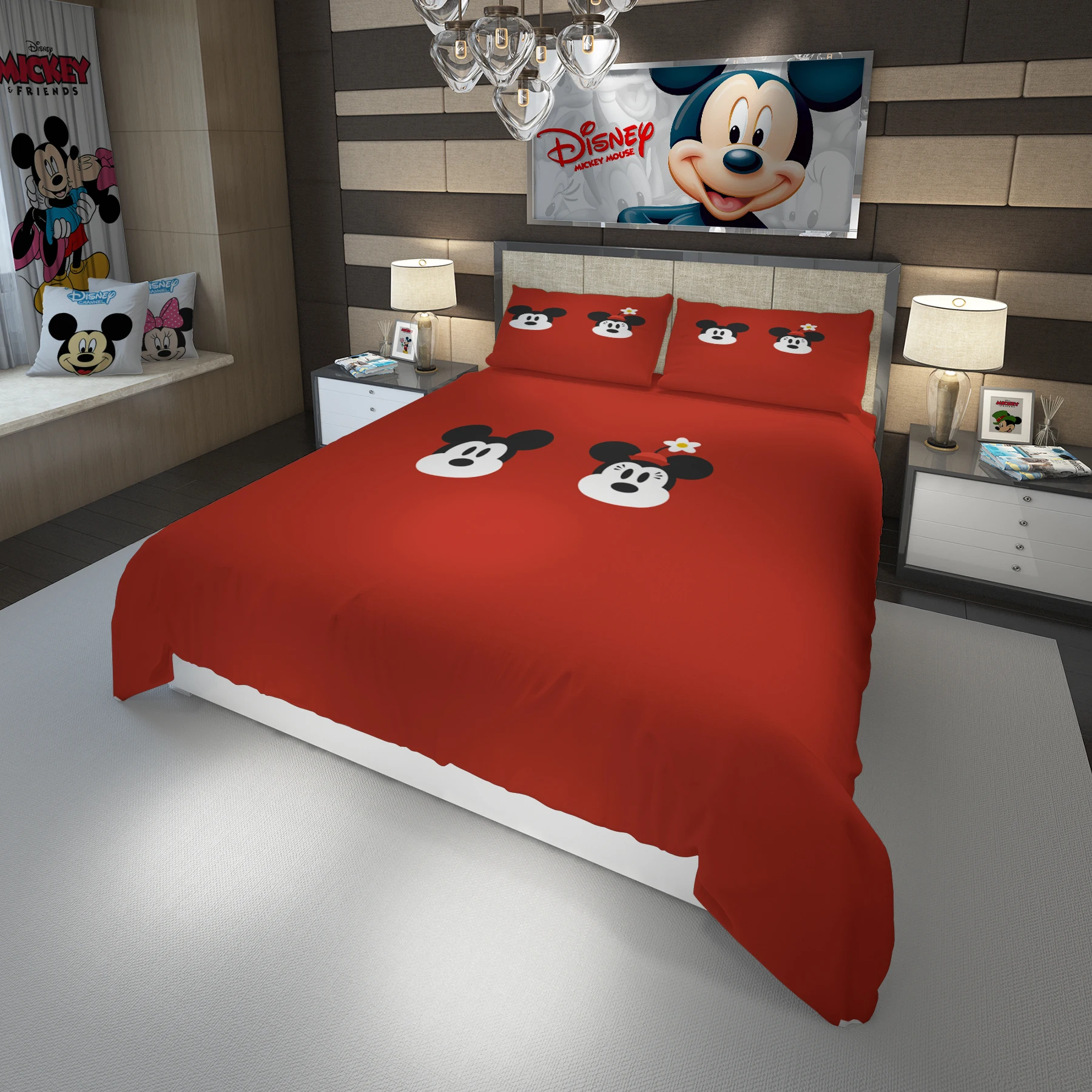 

Disney Mickey Duvet Cover Psychedelic Twin Bedding Set Luxury Quilt Cover With Zipper Closure 3pcs Queen Size Comforter Sets