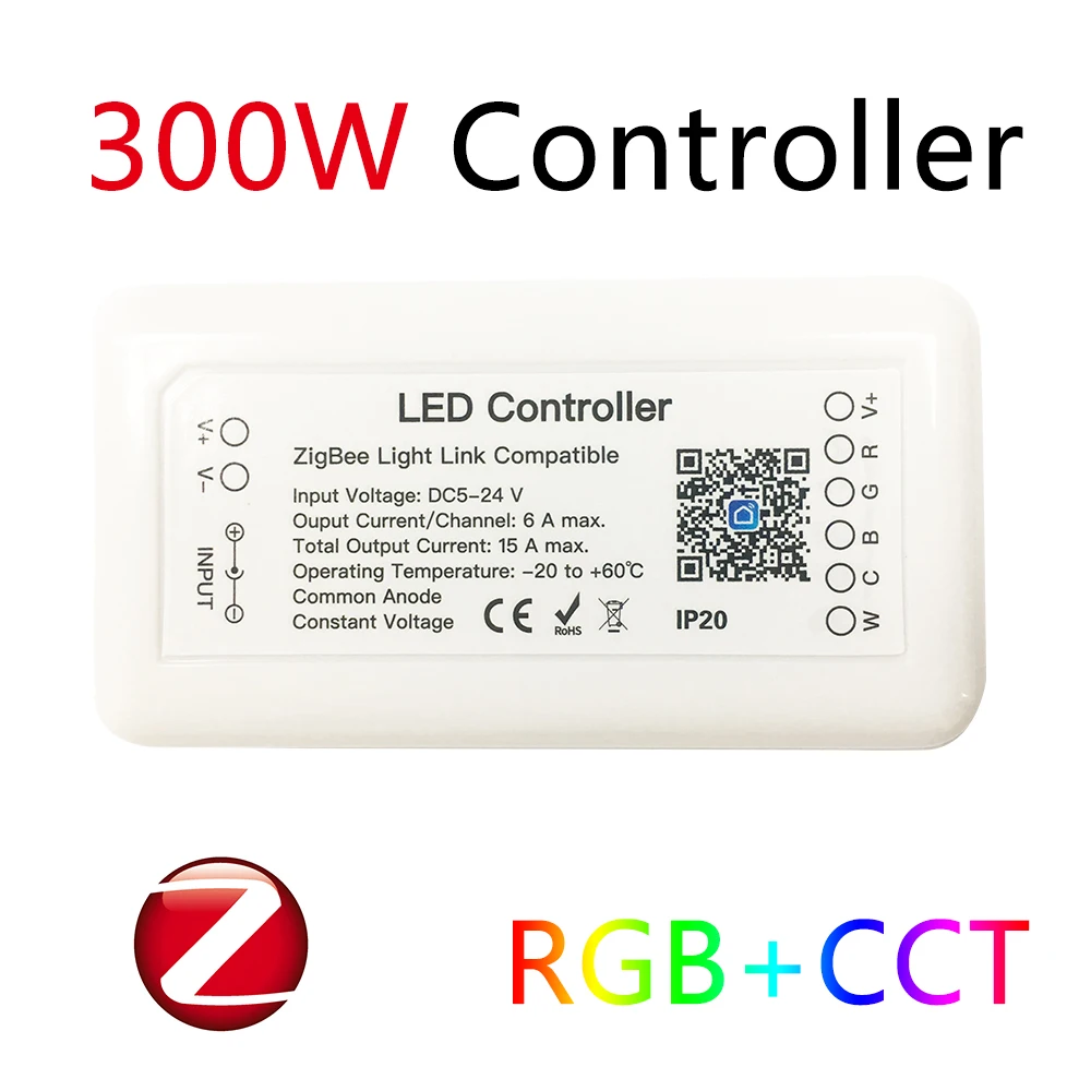 Tuya Zigbee Smart LED Controller RGB+CCT Controller 6pin Light Strip Controller DC12-24V Work With Alexa Google Assistant