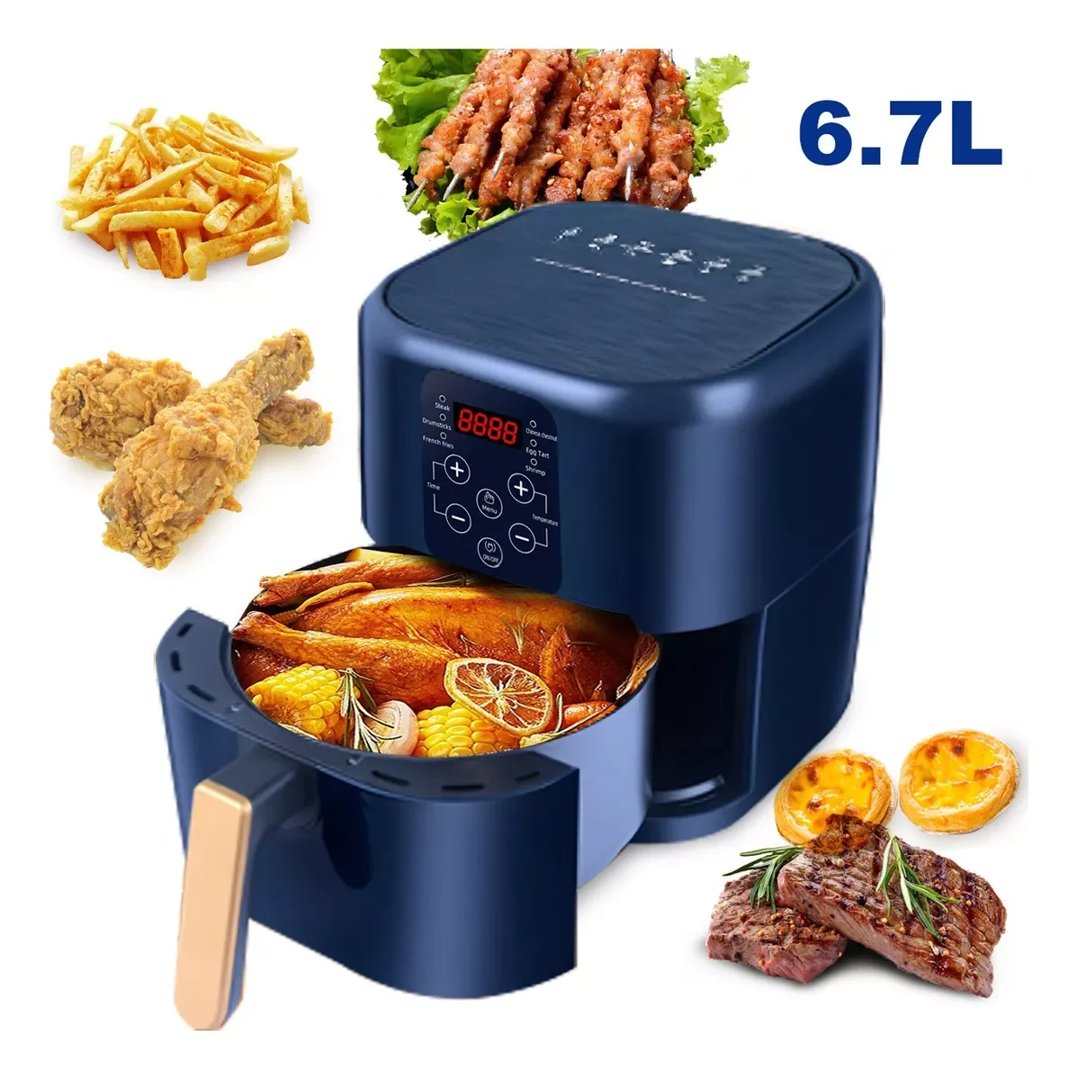 6.7L Air Fryer with LED Touch Electric oOil-free kKitchen Fryer 6 Cooking Modes for Frying Steak Pizza French Fries Chicken