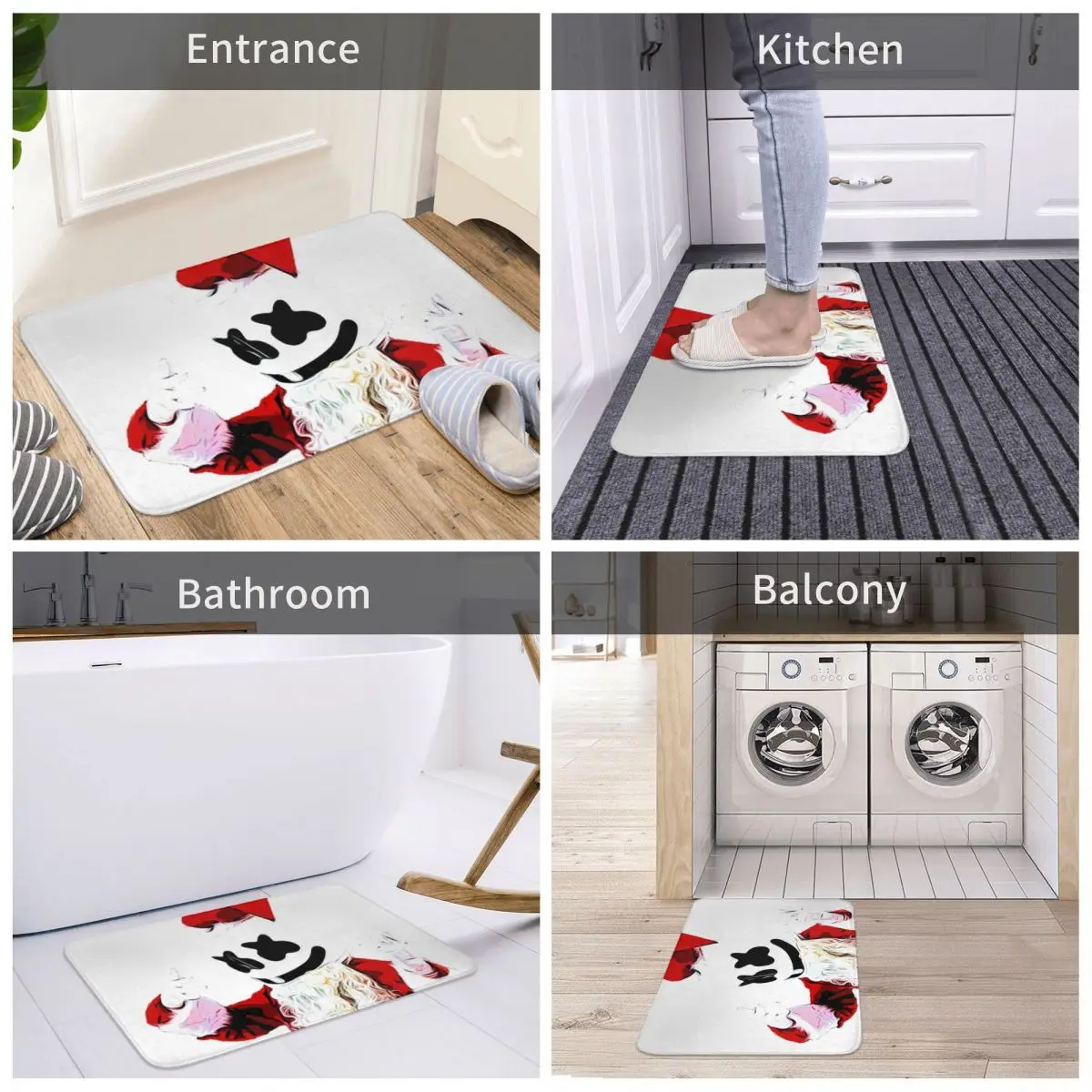 

Marshmello Cooking On Christmas Night Bath Door Mat Jack Skellington Rug Carpet Decor Entrance Living Room Home Kitchen Bedroom