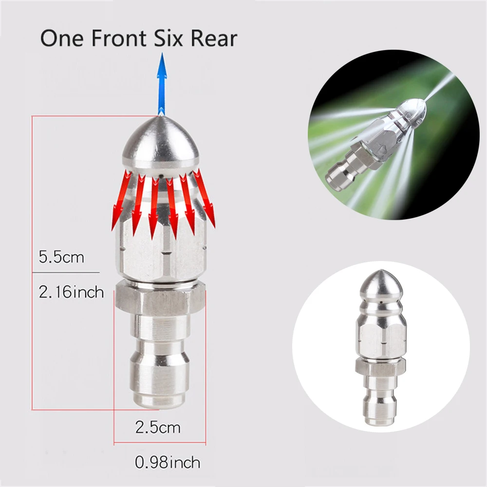 

1/4" Quick Connector Nozzle Washing Accessories Sewer High Pressure Hose Cleaning Nozzle Sewer Sewage Washer Nozzles