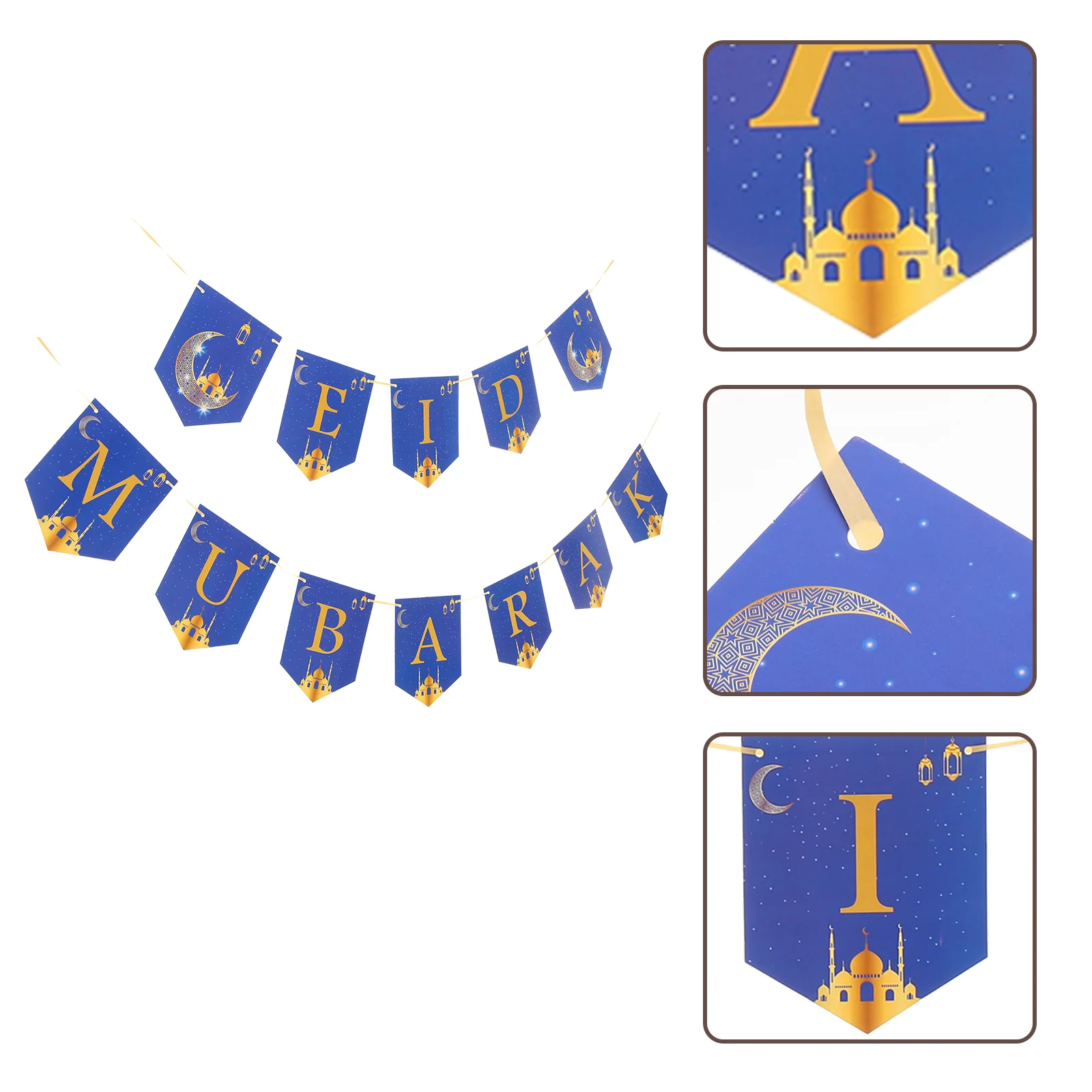 

2 Sets EID Paper Pendant Muslim Festival Decors Festival Flag Pendant EID Party Decoration