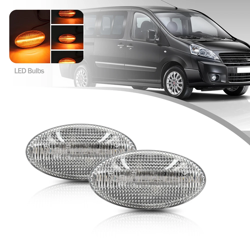 

2x для Fiat Scodu 272 270 2010 2011 2012-2023 светодиодные последовательно прозрачные линзы, боковой маркер, индикатор фотолампы
