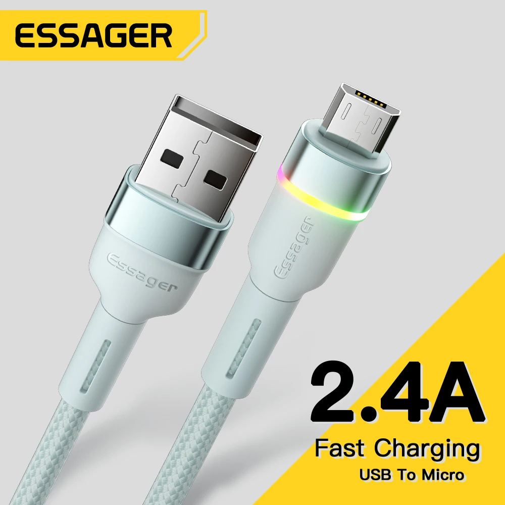 Essager Micro USB Cable Fast Charger Data Cord Wire For Xiaomi Mi Redmi Realme 12 11 10 Huawei Samsung Phone Charging Cord Cable