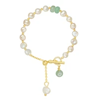 high quality fashion handmade beaded irregular natural freshwater pearl crystal healing bracelets bangles gifts