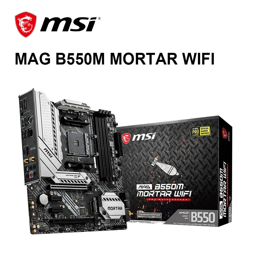 

MSI New MAG B550M MORTAR WIFI Micro-ATX AMD B550M Motherboard DDR4 128G AM4 Supports AMD Ryzen CPU kit ryzen placa mae