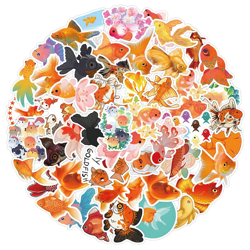 

10/51Pcs Cartoon Goldfish Ornamental Fish Cute Sticker for Kid Toy DIY Bottle Fridge Laptop Waterproof Graffiti Decal Sticker