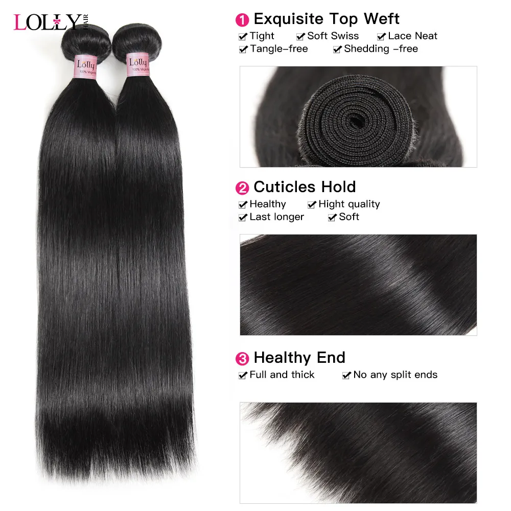 Lolly 28 30 дюймов Пряди 3/4 прямые пряди человеческие волосы бразильские плетение Remy