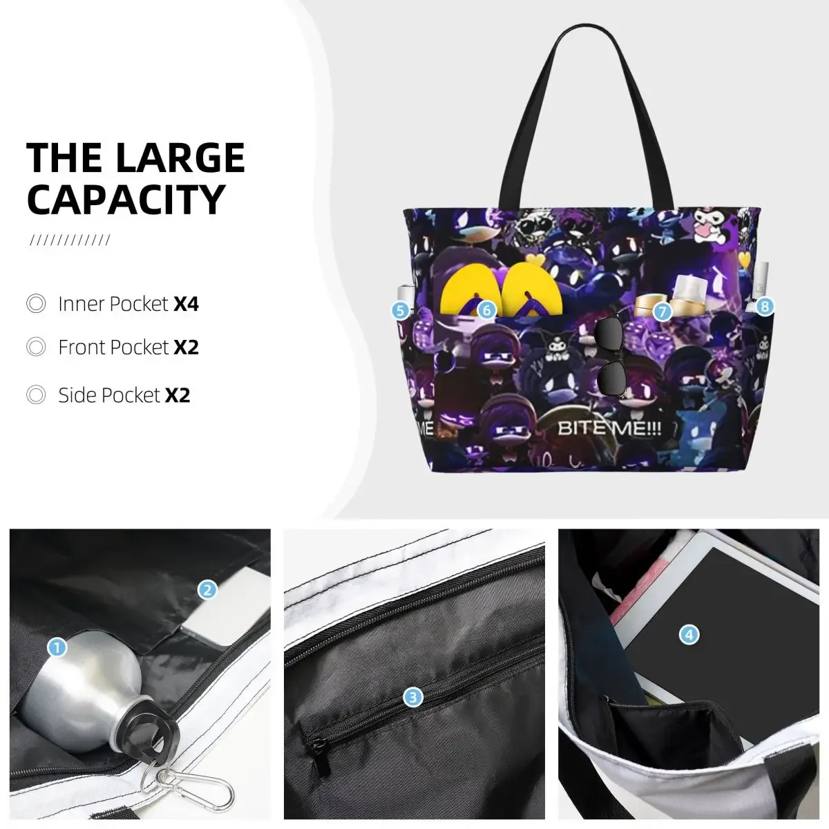 Фото Сумка-тоут Murder Drones Uzi Collage Beach Tote Bag, спортивная сумка для спортзала и йоги, большая сумка-тоут, женская дорожная сумка, сумка для фитнеса №2