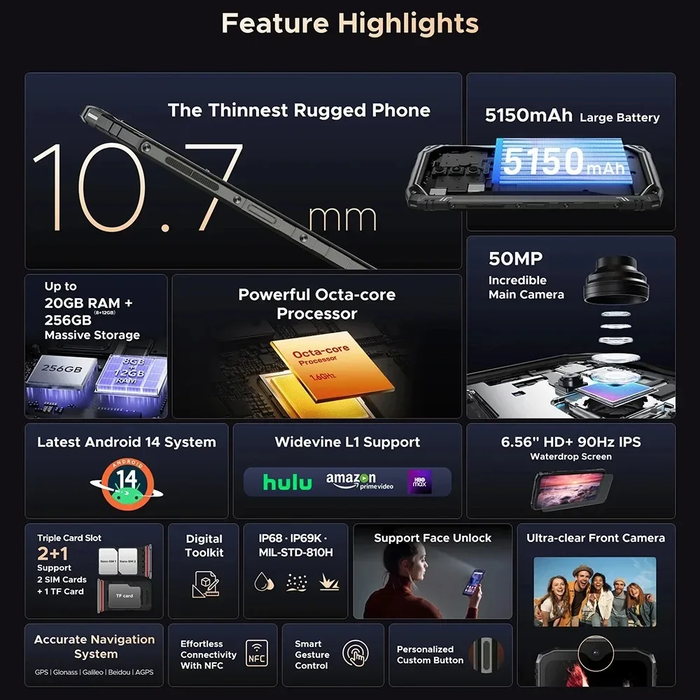 Смартфон DOOGEE Blade 10 4G 6 56 дюйма 8 + 256 ГБ Android 14