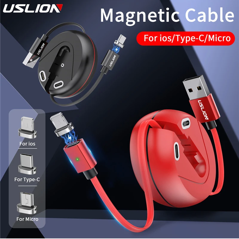 

Мини-контейнер для хранения 3A Магнитный USB-кабель Быстрая зарядка для iPhone 11 12 Pro Type C кабель Быстрая зарядка для Xiaomi выдвижной кабель