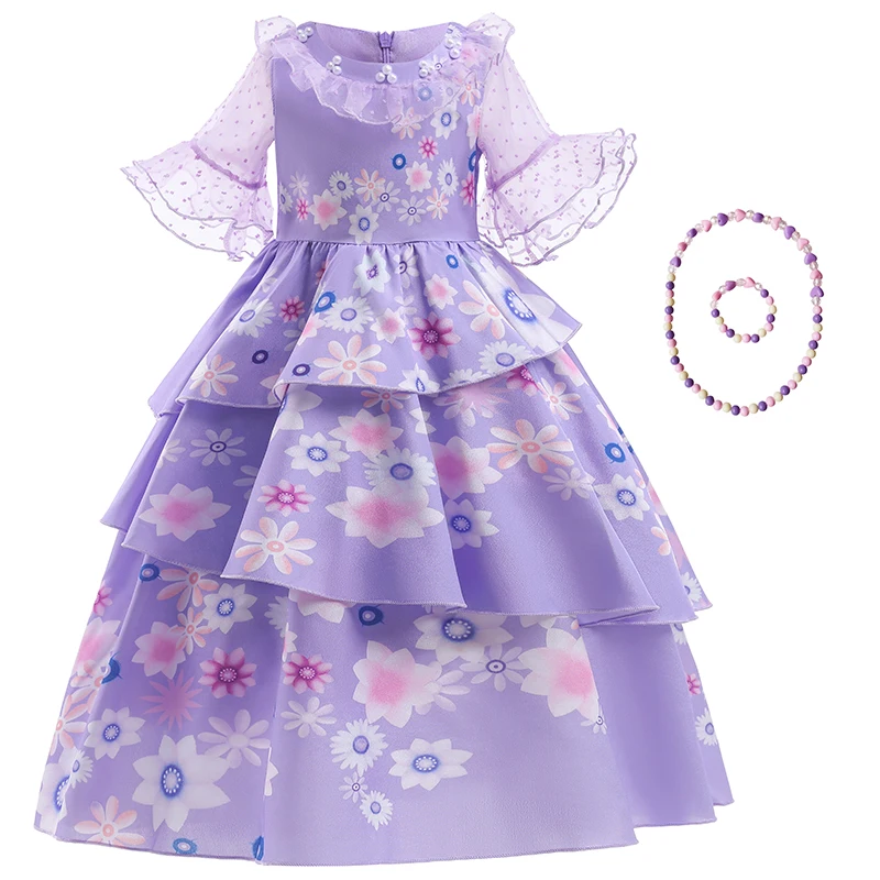 Disney Encanto Isabella Jasmine Princess Dress Anna Elsa Gown for Girls Cosplay Costumes Carnival Fancy Clothes Vestidos Party