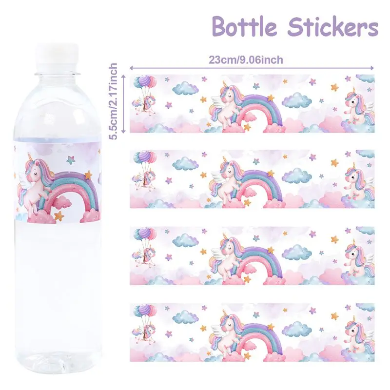 

Радужные наклейки на бутылку с единорогом