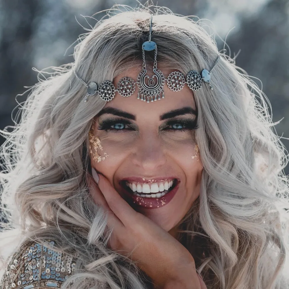 Головной убор женский в этническом стиле, винтажный богемный головной убор для отпуска из сплава с вырезами и кисточками, украшение для волос в античном стиле ретро