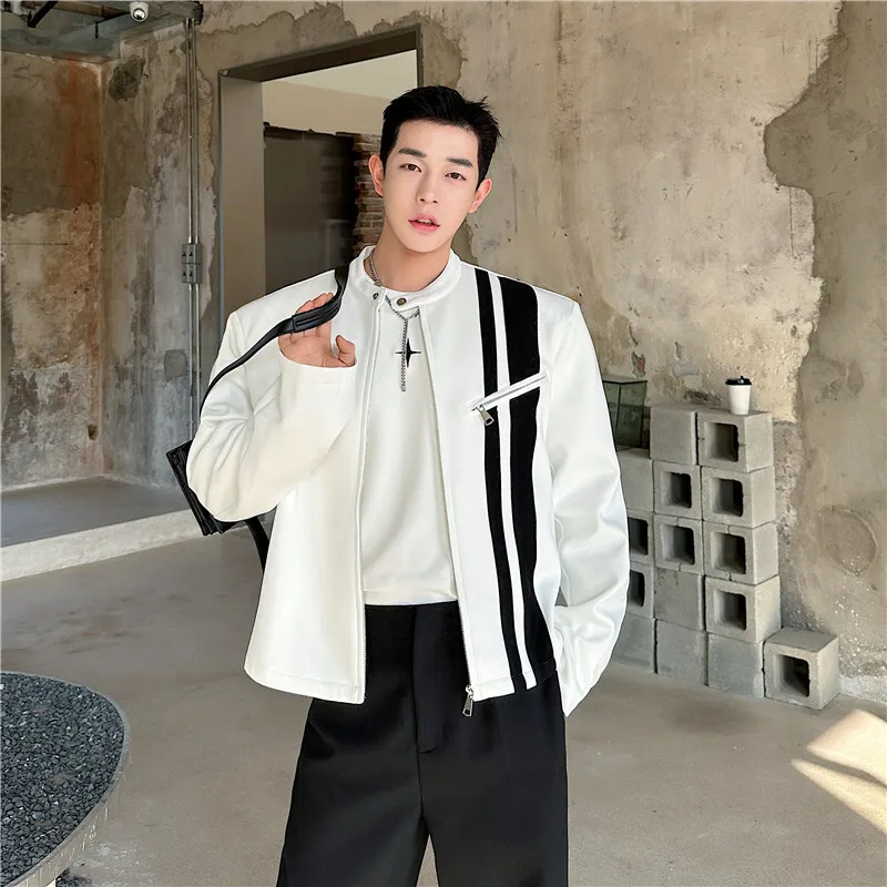 Мужская Асимметричная куртка на молнии с круглым вырезом