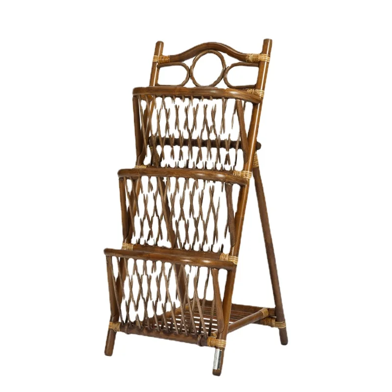

ZL Rattan Book Shelf Simple Rattan Shelf Magazine Storage Rack