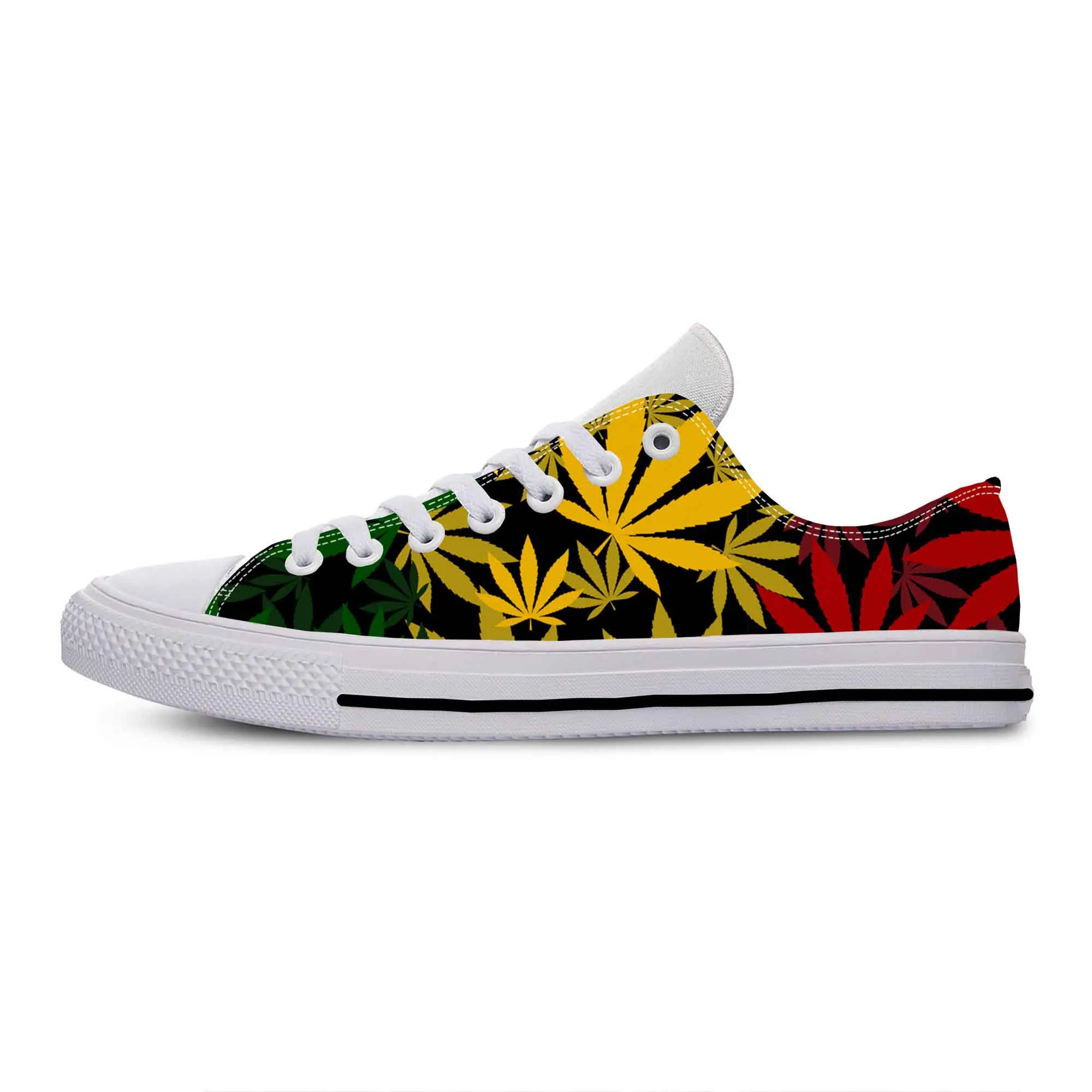 

Кроссовки Reggae Rasta лист травы горшок растафария Марихуана повседневные тканевые туфли с низким верхом легкие дышащие кроссовки с 3D принтом для мужчин и женщин