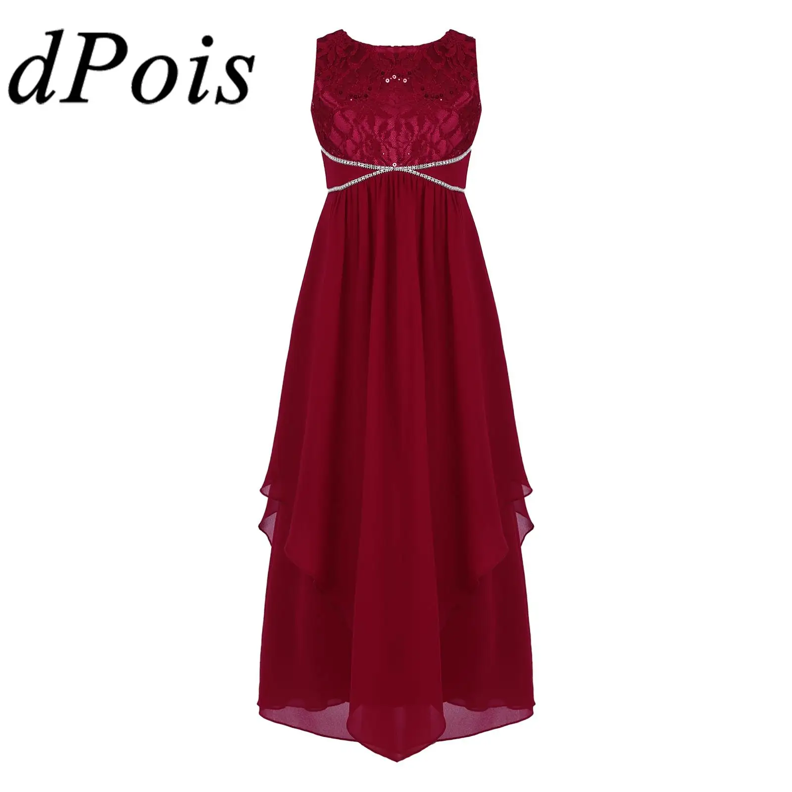 

Ballet Dress Kids Lace Shiny Rhinestone Sleeveless Chiffon Dress for Girls Lyrical Dance Costume Children Evening Party Dress