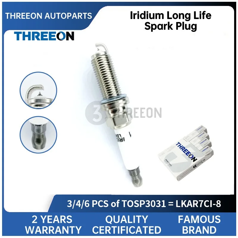 Фото Иридиевая свеча зажигания THREEON TOSP3031 для LDV D90 2.0, MAXUS G10 2.4, MG GS 2.0 TGi HS(AS33), ZX 1.3 LIY 26010162965 №3