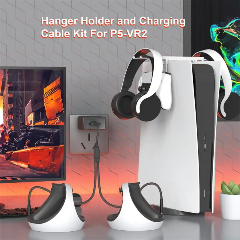 

2 In 1 For Vr2 Glass Display Holder Cable Accessory Helmet Bracket For Ps5/ps Vr2 Mount Station Display Stand White Foldable