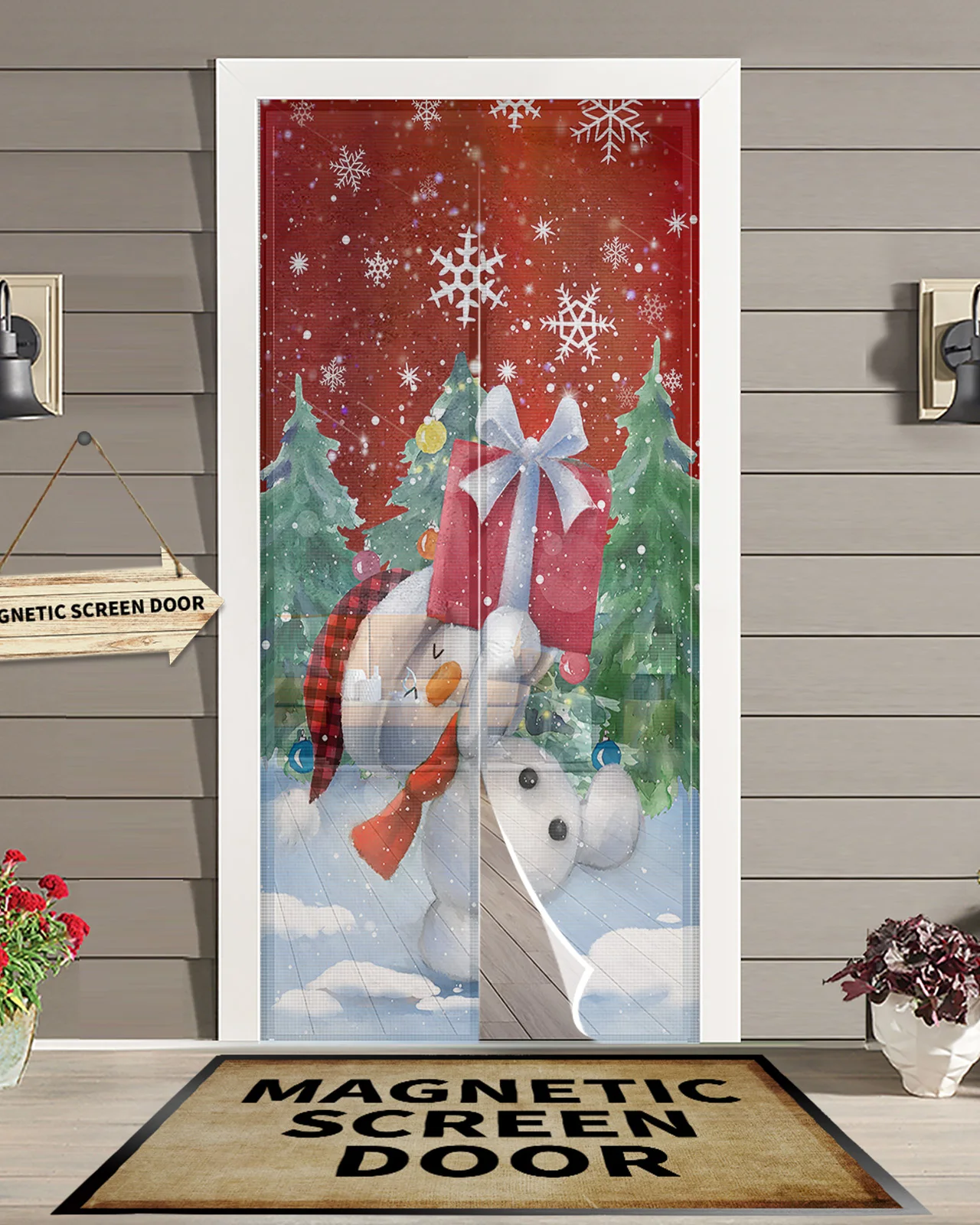 

Christmas Snowman Snowflake Magnetic Mosquito Net Door Screen Mesh Automatic Closing Anti Mosquito Insect Fly Bug Door Curtain