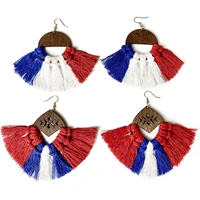bohemian braided tassel earrings american 4th of july independence day wooden creative american earrings anniversary gift